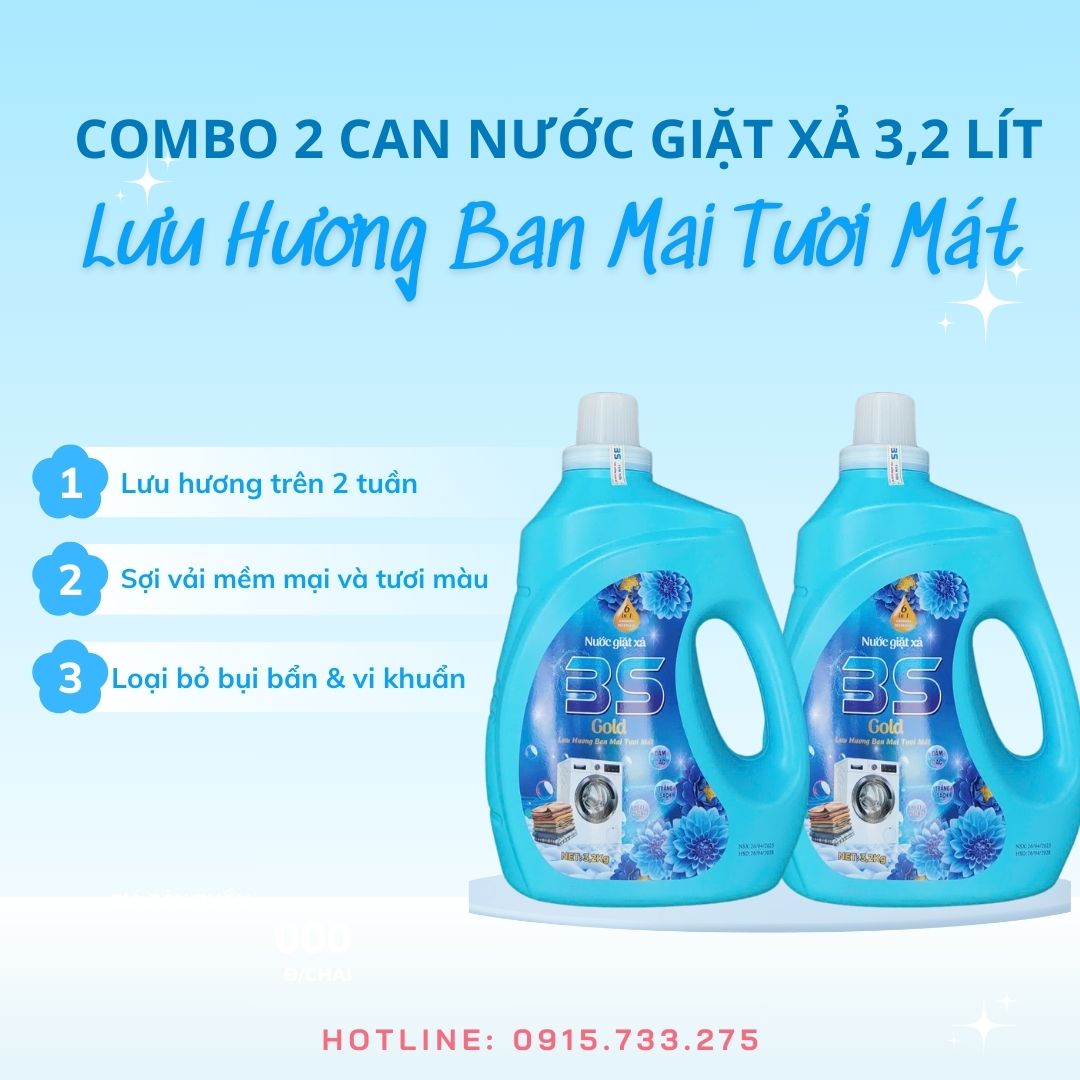FREE SHIP Combo 2 Can Nước Giặt Xả 3,2 Lít Lưu hương lâu dài